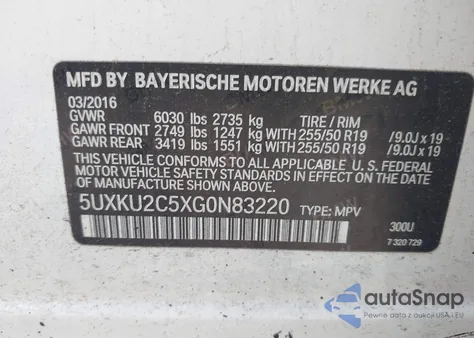 2016 BMW X6 xDrive35I z USA, uszkodzony, nr VIN 5UXKU2C5XG0N83220